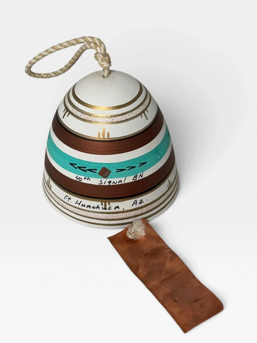 Hand-Painted Vintage Fort Huachuca 40th Signal BN Southwestern Ceramic Wind Bell